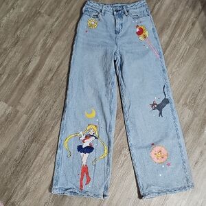 Sailor Moon Themed Women's Jeans From Hot Topic. Size 1. Very Wide Leg!